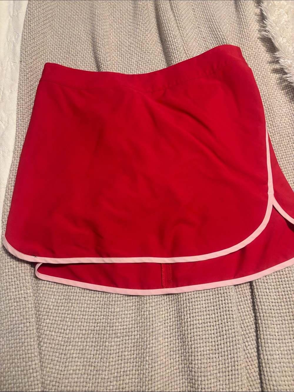Red Athletic Skirt with Pink Trim
